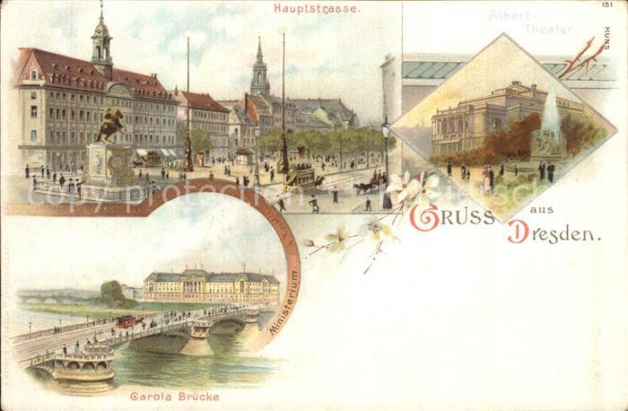 DRESDEN Elbe Hauptastrasse Carola Bruecke Albert Theater