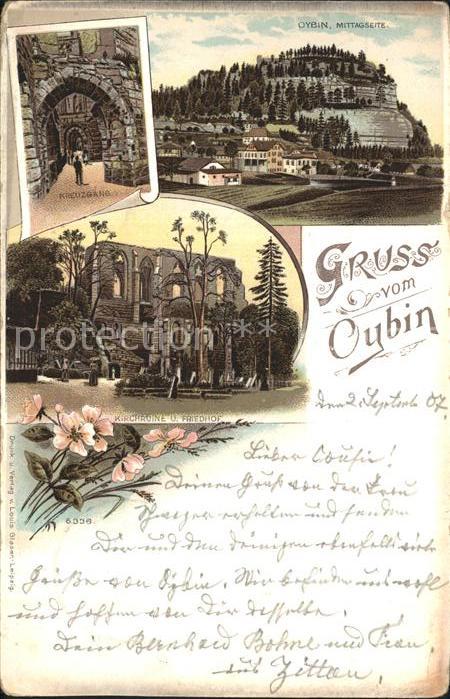 Oybin Sachsen Mittagsseite Kreuzgang Kirchruine und Friedhof