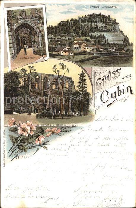 Oybin Sachsen Kreuzgang Friedhof und Kirchruine Mittagsseite