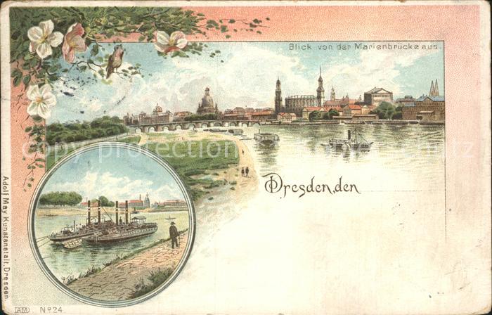 DRESDEN Elbe Blick von der Marienbruecke