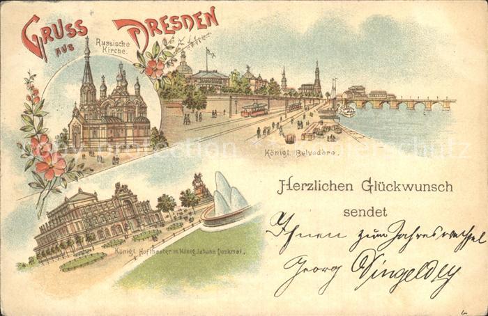 DRESDEN Elbe Koenigliches Belvedére Russische Kirche