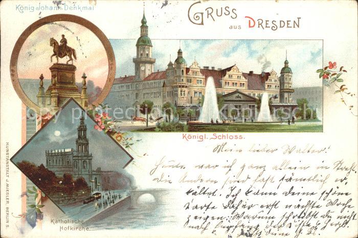 DRESDEN Elbe Koenigliches Schloss Koenig Johann Denkmal Katholische Hofkirche