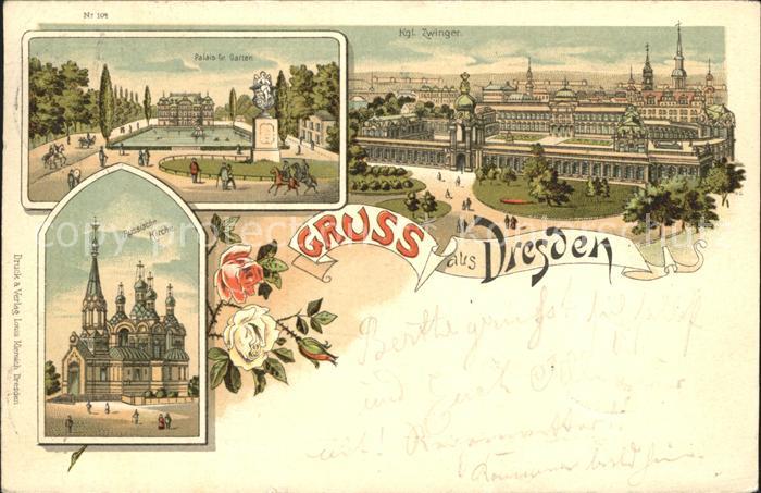 DRESDEN Elbe Zwinger Russische Kirche Palais Grosser Garten