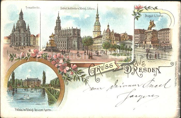 DRESDEN Elbe August der Starke- Denkmal Frauenkirche Katholische Hofkirche