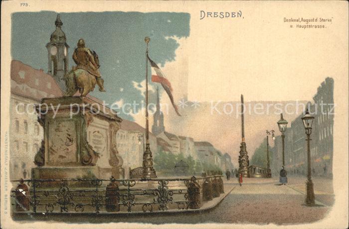 DRESDEN Elbe Denkmal August der Starke Hauptstrasse