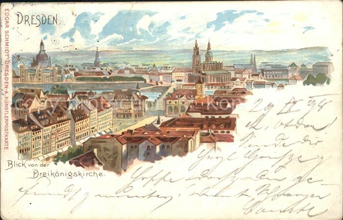 DRESDEN Elbe Blick von der Dreikoenigskirche