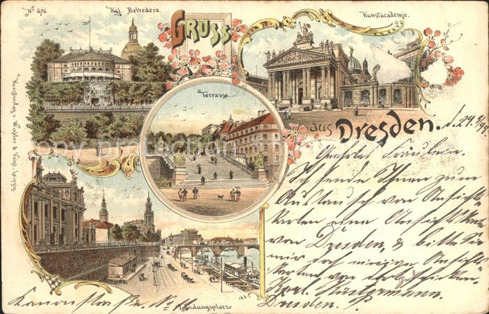 DRESDEN Elbe Kunstakademie Landungsplatz Koenigliches Belvedére