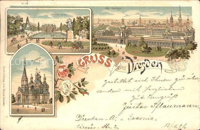 DRESDEN Elbe Zwinger Palais Grosser Garten Russische Kirche