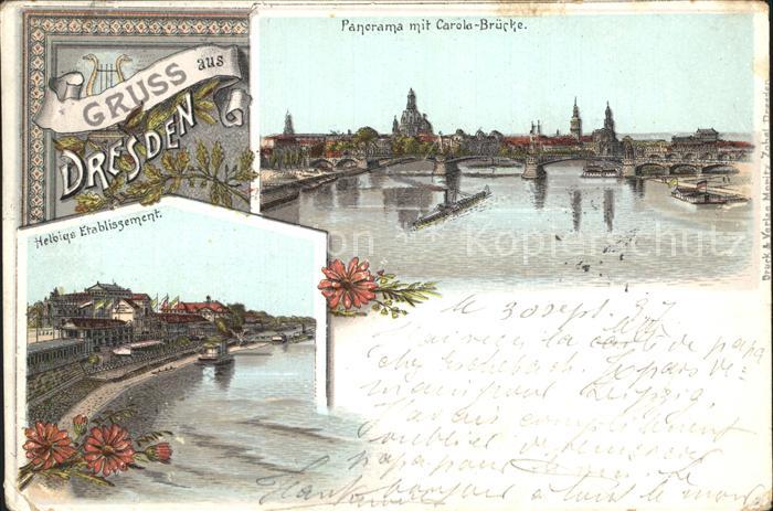 DRESDEN Elbe Carola- Bruecke Helbigs Etablissement