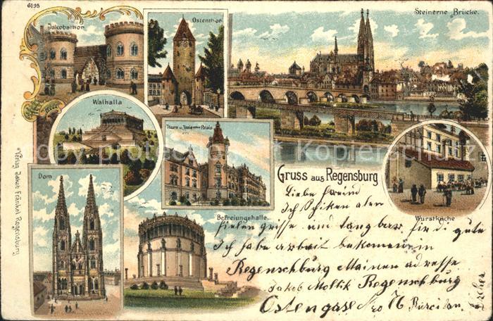 REGENSBURG Bayern Steinerne Bruecke Walhalla Dom Befreiungshalle
