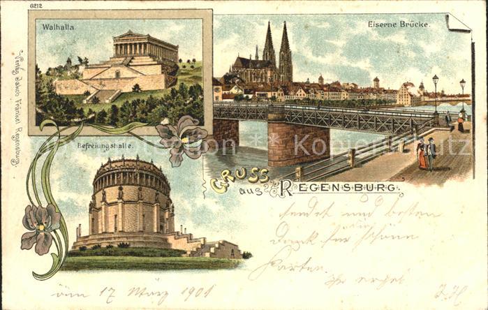 REGENSBURG Bayern Eiserne Bruecke Walhalla Befreiungshalle