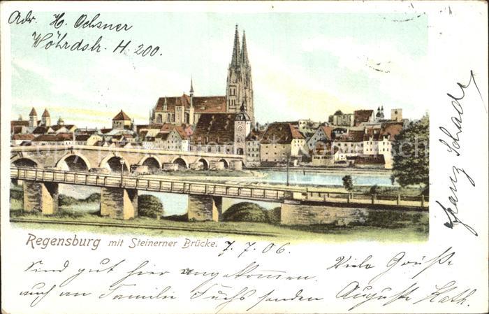 REGENSBURG Bayern Steinerne Bruecke Dom