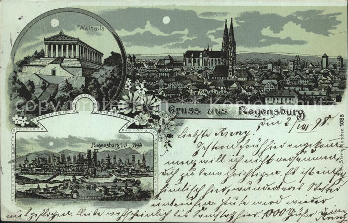 REGENSBURG Bayern Walhalla Dom Mondschein