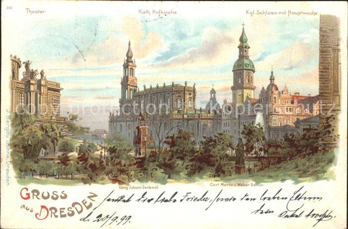 DRESDEN Elbe Koenigliches Schloss mit Hauptwache Theater