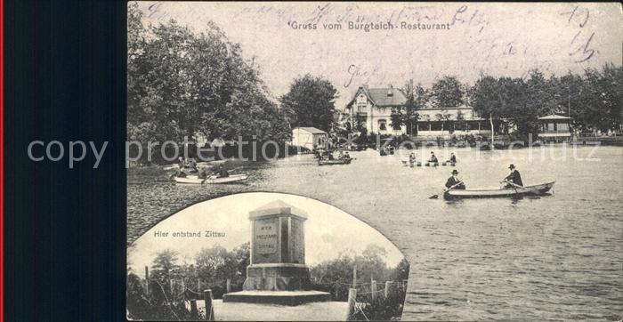 Zittau Stadtgruendungsstein Burgteich Restaurant