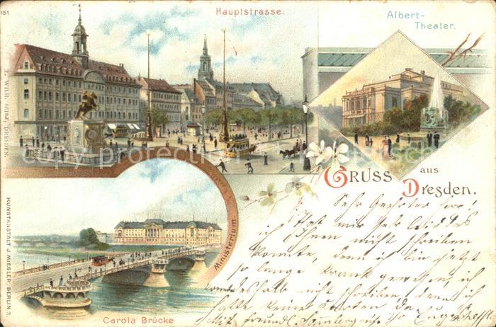 DRESDEN Elbe Hauptstrasse Albert- Theater Carola Bruecke