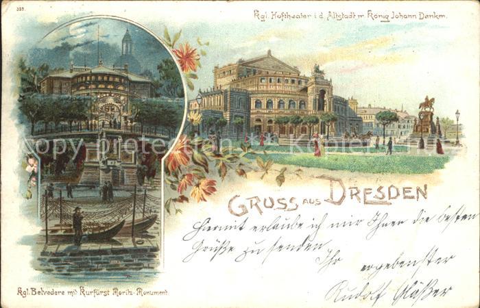 DRESDEN Elbe Koenigliches Hoftheater Koenig Johann Denkmal