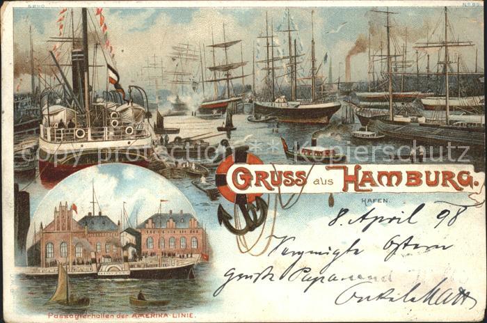 Segelschiffe Hamburg Hafen Passagierhallen Amerika-L