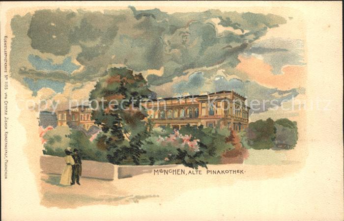 Verlag Ottmar Zieher Muenchen OZM Nr. 1155 München Alte Pinakothek Litho