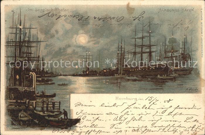 Segelschiffe Hamburg Segelschiffhafen Litho