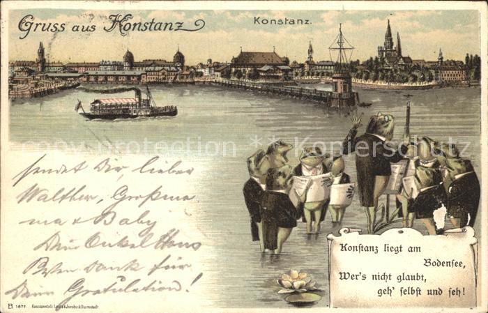 Vermenschlicht Froesche Dirigent Gesang Chor Konstanz Litho