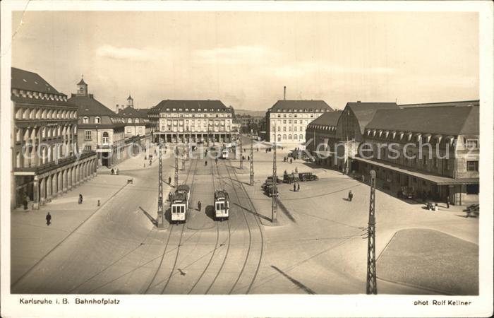 Foto Kellner Rolf Nr. 4114 Karlsruhe Bahnhofsplatz Strassenba