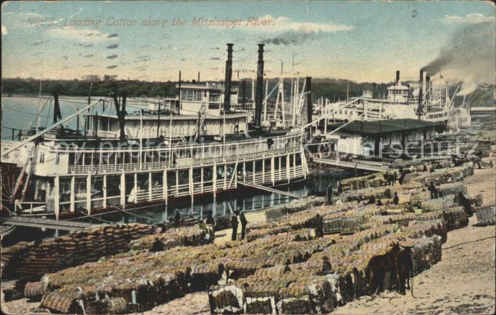 Dampfer Schaufelrad Loading Cotton Mississippi River