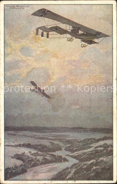 Flugzeuge WK1 Militaerdoppeldecker Erkundungsfahrt Argonnerwald Hans Rudolf Schu