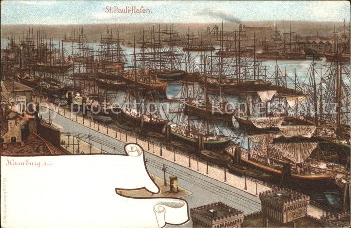 Segelschiffe Hamburg St. Pauli-Hafen Litho
