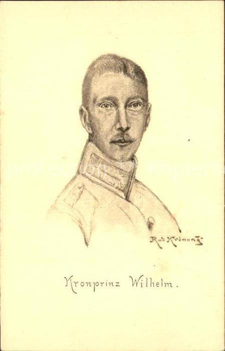 Adel Preussen Kronprinz Wilhelm Künstlerkarte Rud. Kr