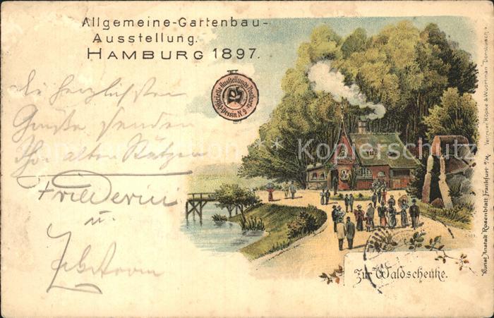 Gartenbauaustellung Hamburg Zur Waldschenke Litho