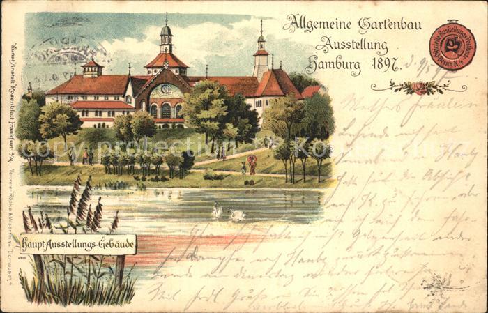 Gartenbauaustellung Hamburg Haupt-Ausstellungsgebäude Litho