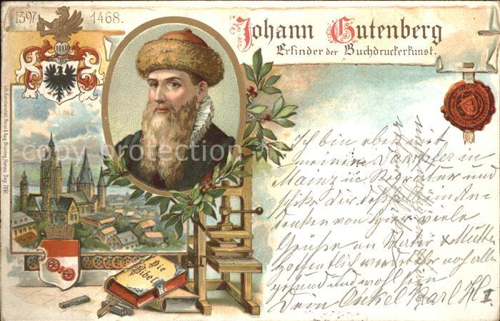 Gutenberg Johannes Buchdruck Mainz Litho