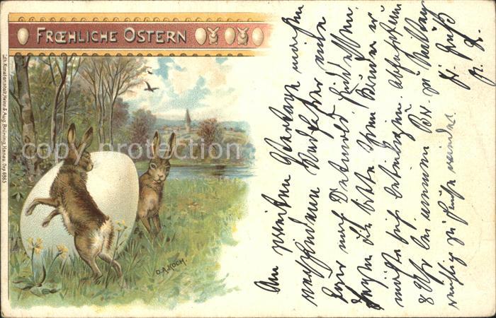 Ostern Easter Paques Hasen Ei Litho Kuenstlerkarte O.A. Koch