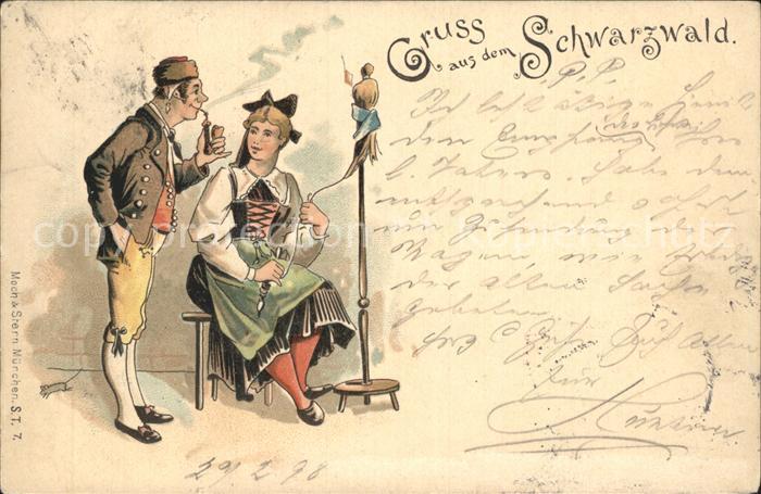 Trachten Schwarzwald Standspindel Litho