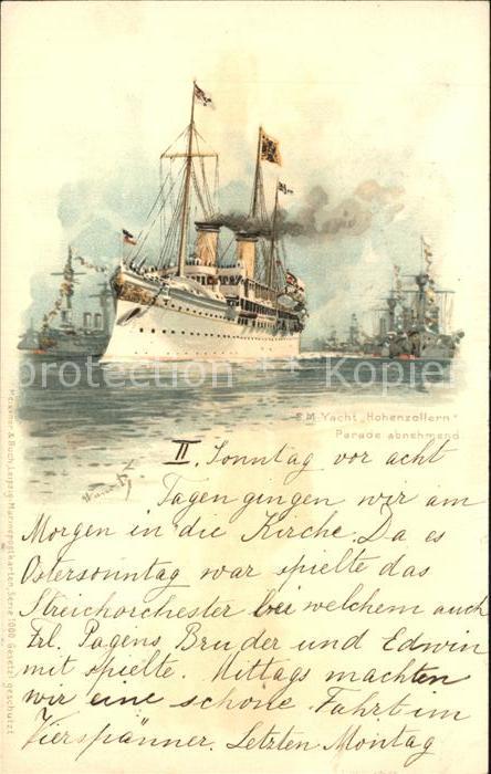 Dampfer Oceanliner S. M. Yacht Hohenzollern Litho