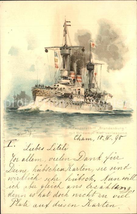 Marine S.M. Panzerschiff Brandenburg Litho