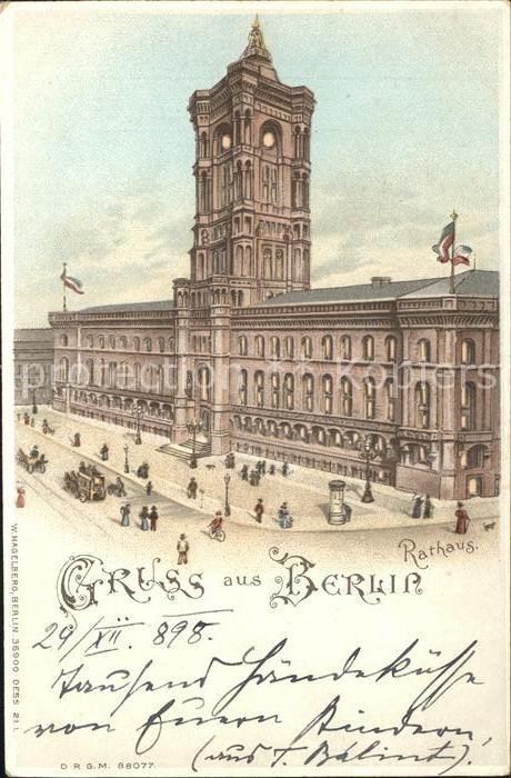 Verlag Hagelberg W. Nr. 36900 Berlin Rathaus Hold-to-Light Litho