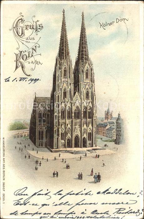 Verlag Hagelberg W. Nr. 36907 Koeln Dom Litho