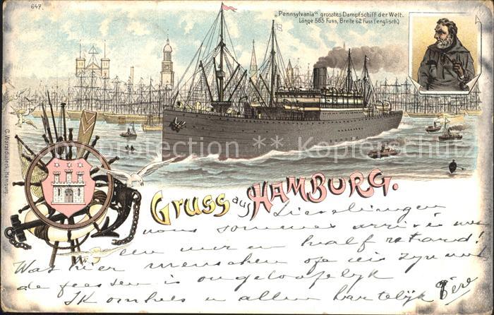 Dampfer Oceanliner Pennsylvania Hamburg Anker Steuerrad Li