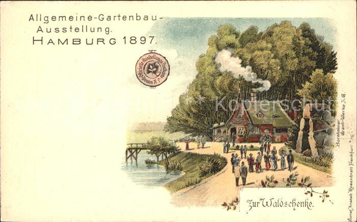 Gartenbauaustellung Hamburg Zur Waldschenke Litho