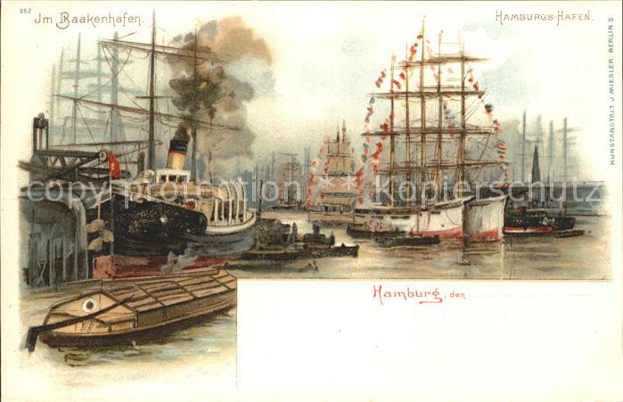 Segelschiffe Hamburg Baakenhafen Litho