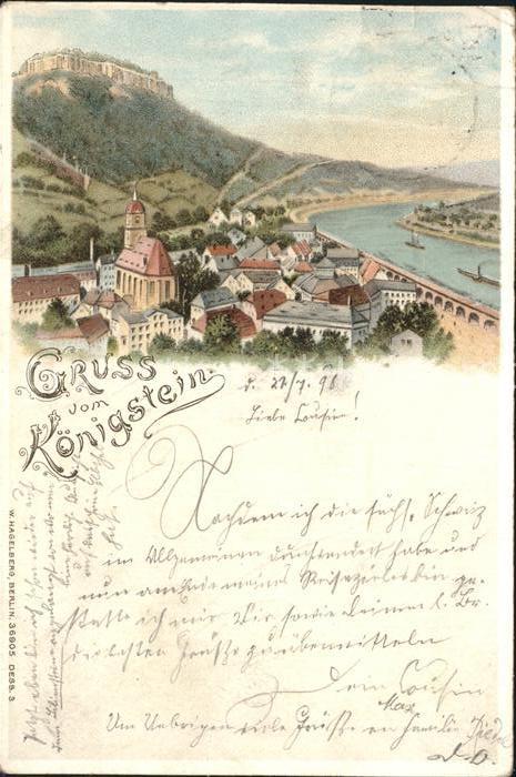 Verlag Hagelberg W. Nr. 36905 Königstein Litho