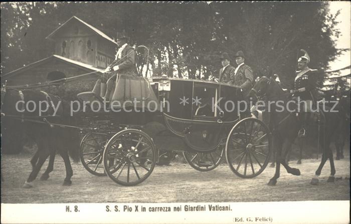 Papst Pio X. Carrozza Giardini Vaticani Pferd