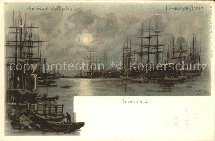 Segelschiffe Hamburg Segelschiffhafen Litho