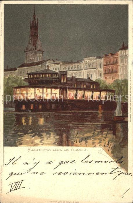 Biese Carl Karl Hamburg Alsterpavillon bei Abend