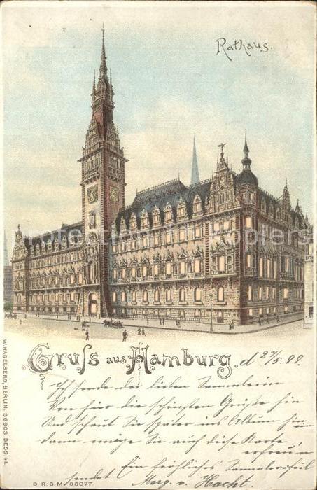 Verlag Hagelberg W. Nr. 36903 Hamburg Rathaus Litho Hold-to-Light