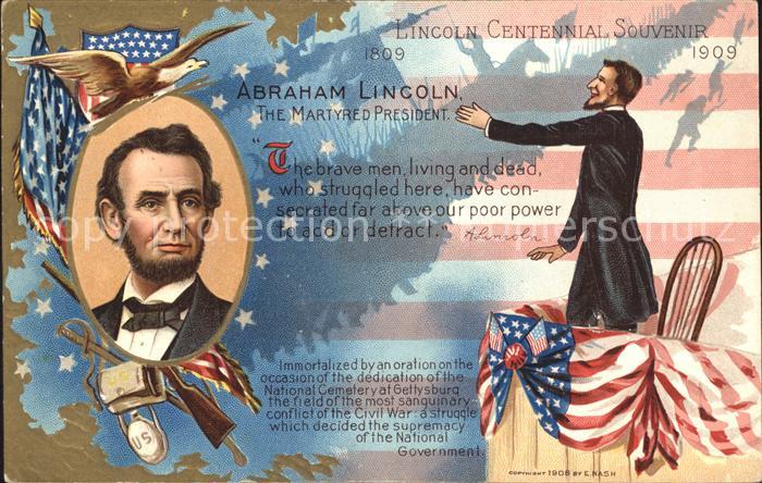 Politiker Abraham Lincoln Centennial Souvenir Litho