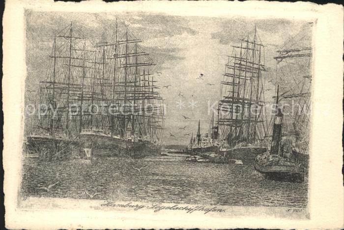 Segelschiffe Hamburg Segelschiffhafen Kupferradierun