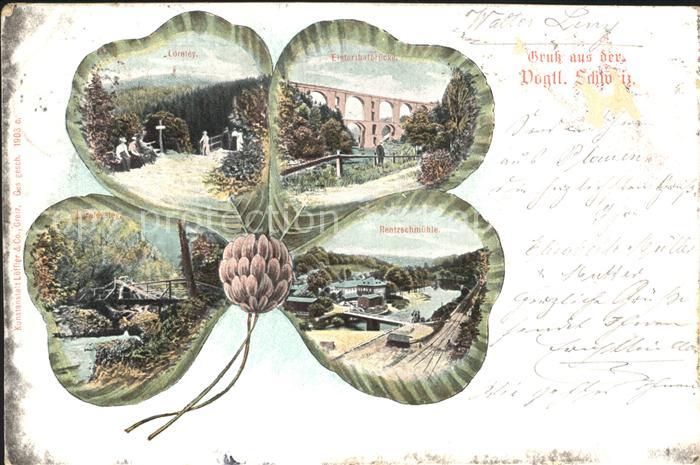 Kleeblatt-Litho Vogtländische Schweiz Loreley Elstertal